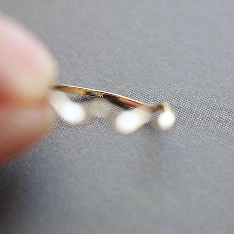 14K Solid Gold Stackable Dainty Ring, 14K Real Gold Stack Ring, Solid Real Gold Minimalist Stacki... | Etsy (US)