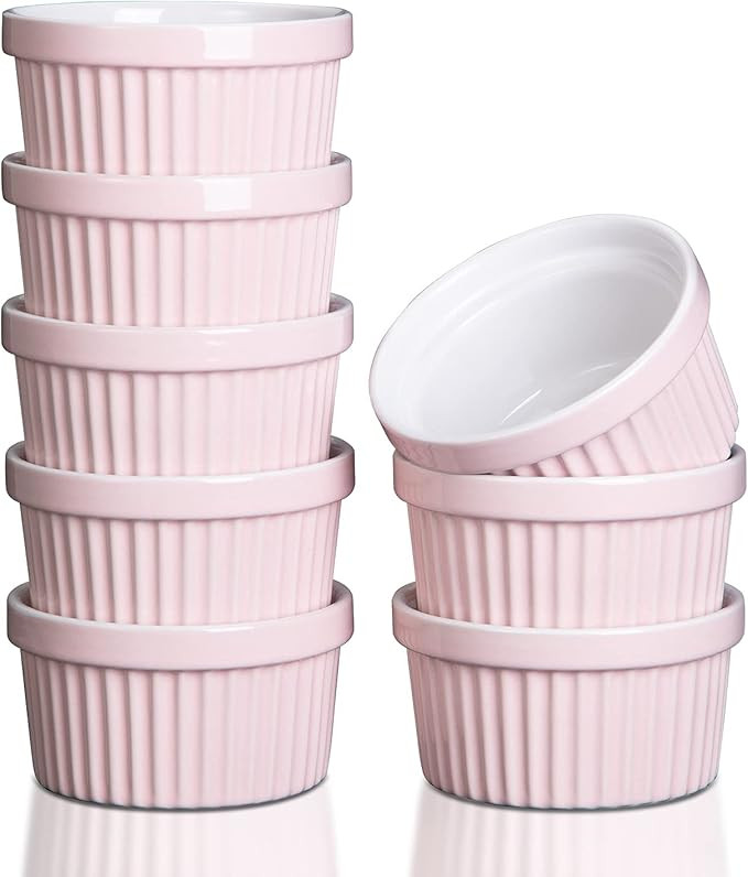 Amazon.com: Cibeat 8 oz Ramekins Bowls, Set of 8, Porcelain Dipping Sauce Bowls, Oven Safe, Class... | Amazon (US)