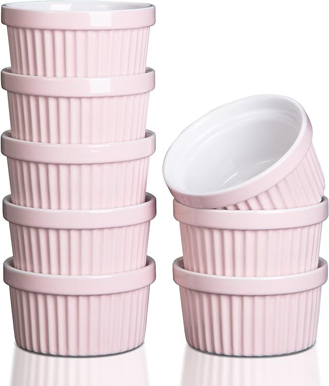 Amazon.com: Cibeat 8 oz Ramekins Bowls, Set of 8, Porcelain Dipping Sauce Bowls, Oven Safe, Class... | Amazon (US)