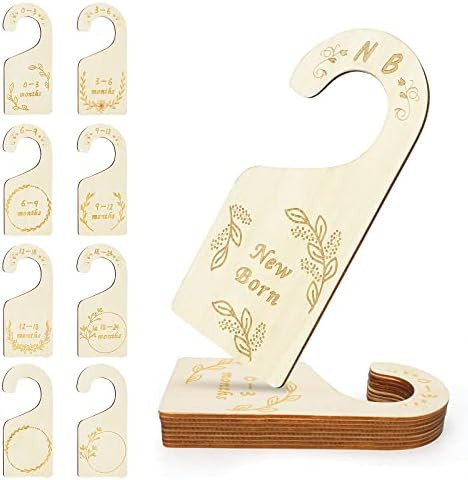 Audior 9 Pieces Baby Closet Dividers, Wooden Double Sides Clothes Size Organizer Dividers, Leaf a... | Amazon (US)