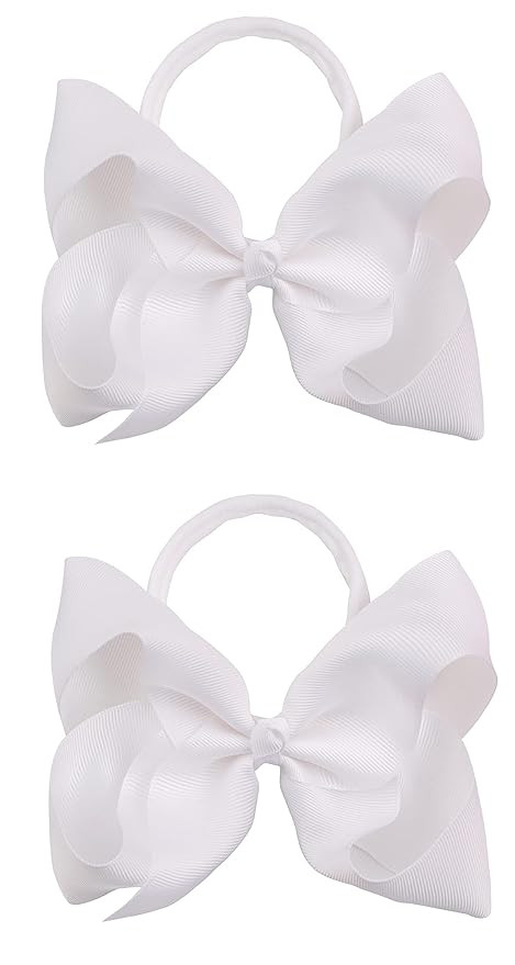 2Pcs 6 Inches Ribbon Baby Girls Headbands Infant Elastic Hairbands Large Cheer Bow Hair Band Acce... | Amazon (US)