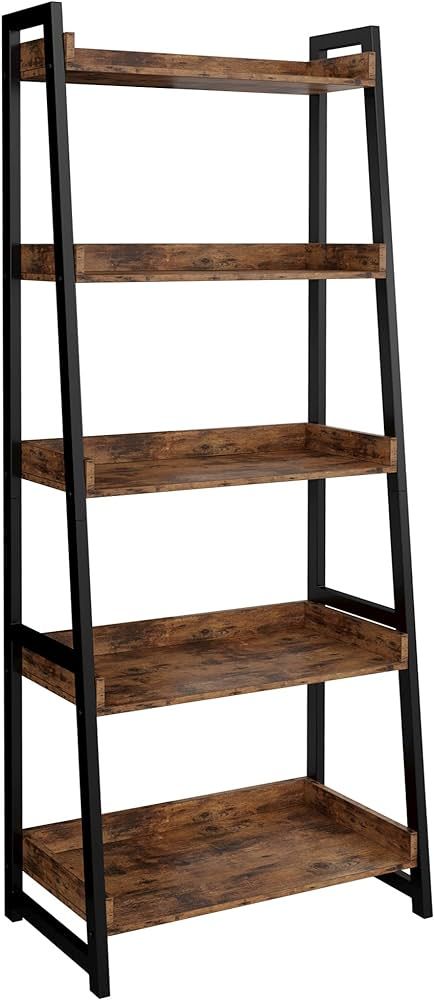 IRONCK Industrial Bookshelf 5-Tier, Bookcase Ladder Shelf, Storage Shelves Rack Shelf Unit, Accen... | Amazon (US)
