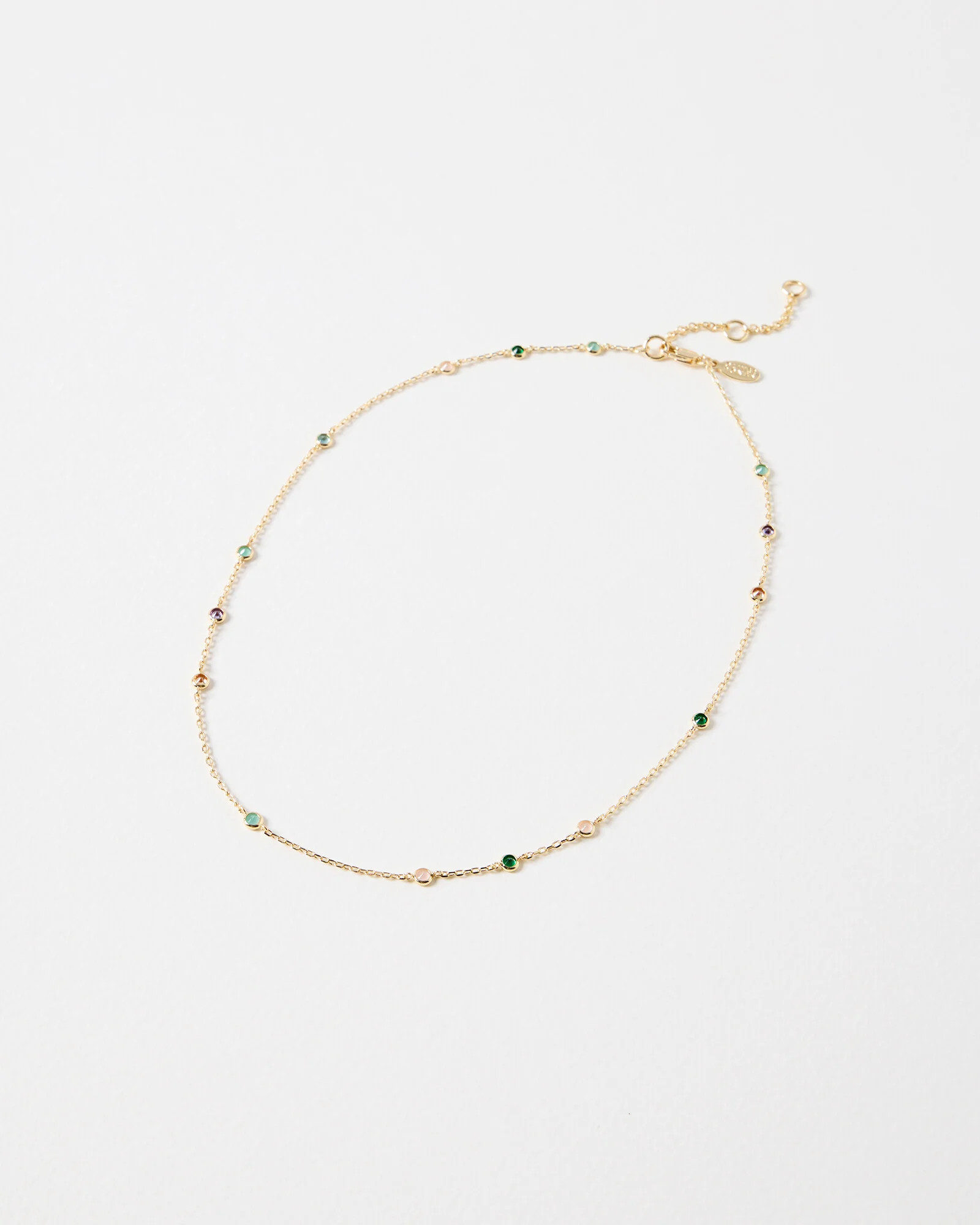 Maddie Glass Circular Stones Gold Tone Chain Necklace | Oliver Bonas | Oliver Bonas (Global)