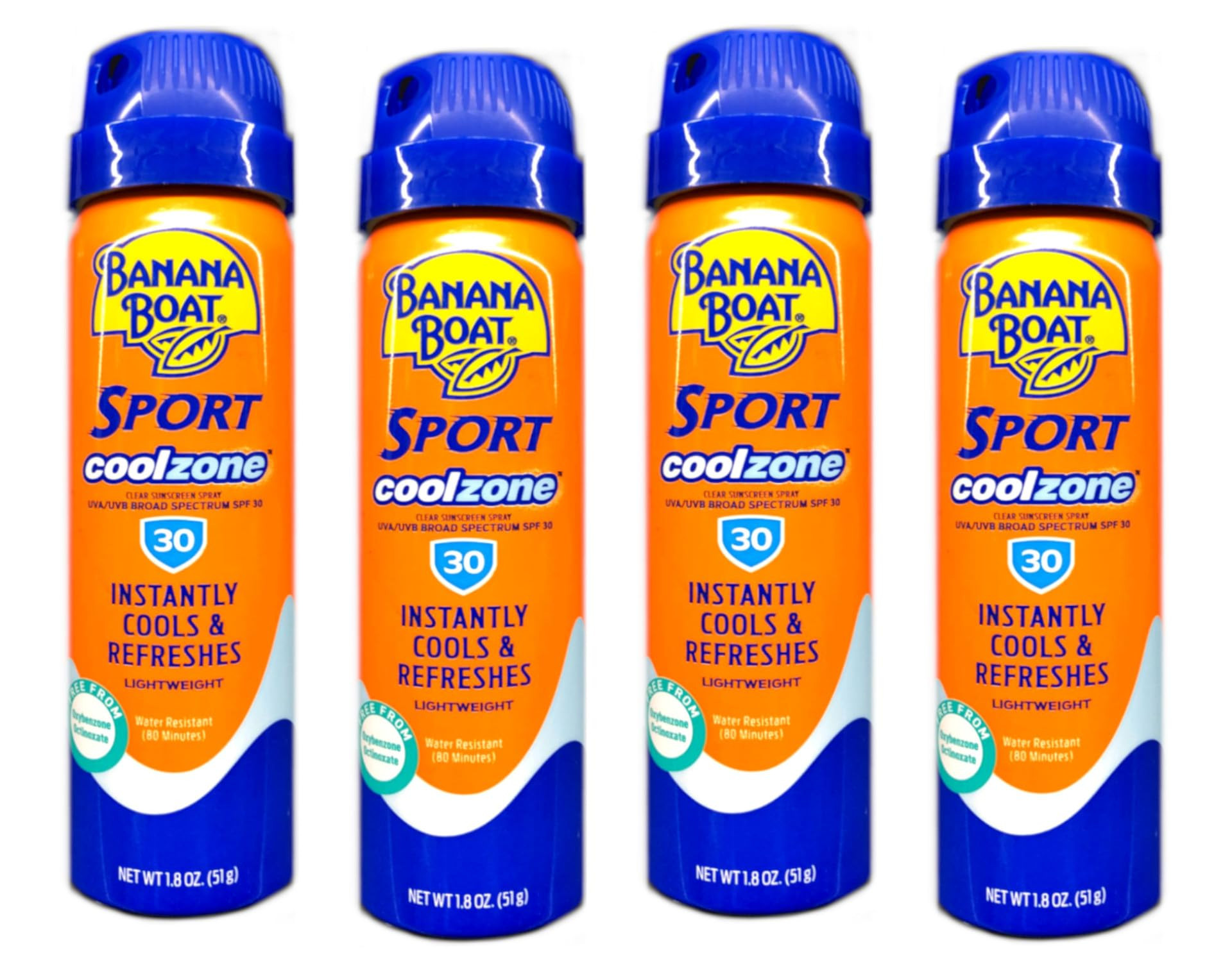 Banana Boat Sport CoolZone Continuous Spray, SPF 30 1.8 oz (53 g) (Pack of 4) | Amazon (US)