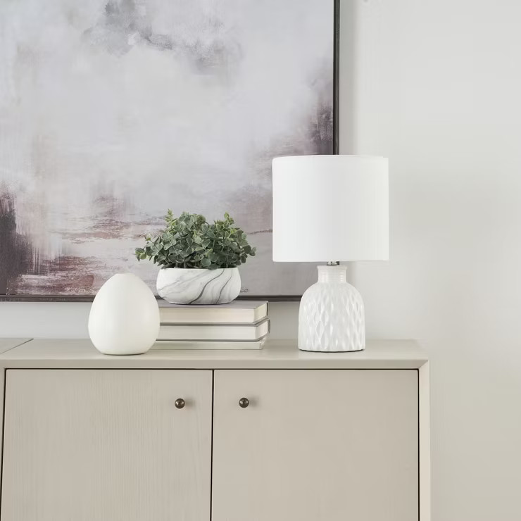 14" White Honeycomb Textured Ceramic Accent Lamp - Nourison | Target