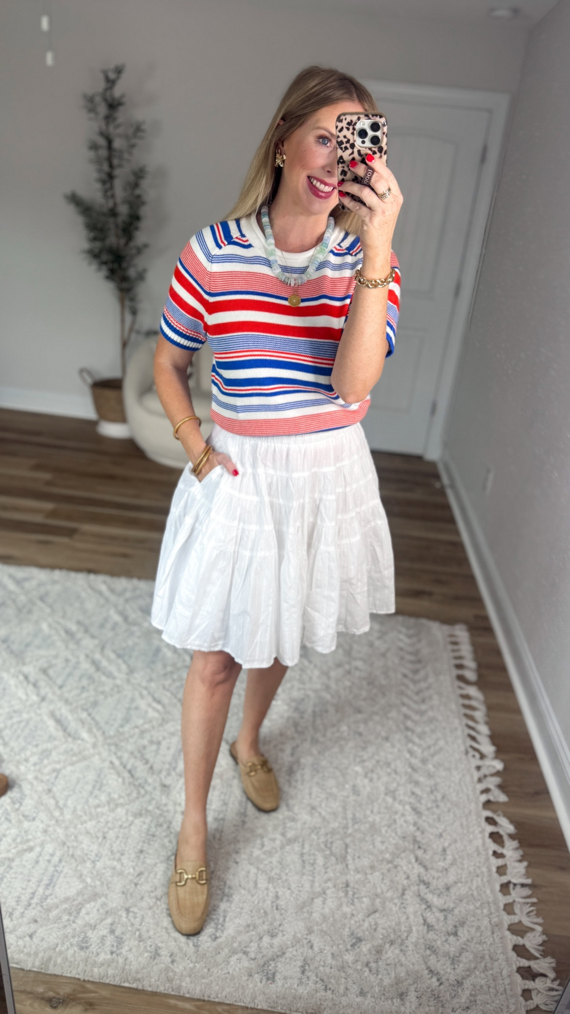 Daily try on, Walmart outfit, Walmart fashion, Walmart try on, red white and blue striped sweater, white mini skirt

#LTKgrwm #LTKootd