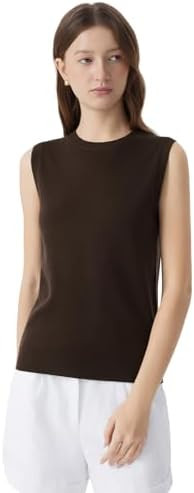 SUUKSESS Women Silk Cashmere Blend Crew Neck Sweater Vests Sleeveless Tank Tops | Amazon (US)