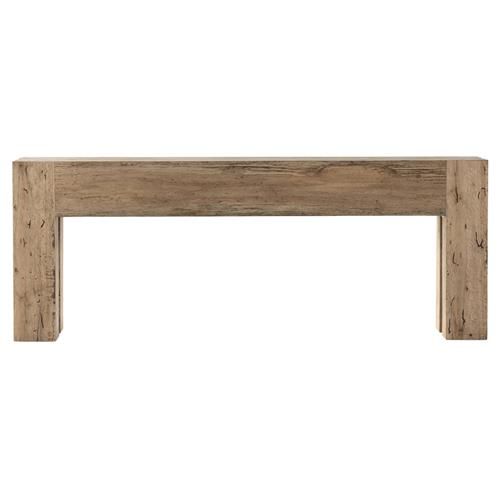 Oliver Rustic Lodge Brown Oak Wood Rectangular Console Table | Kathy Kuo Home