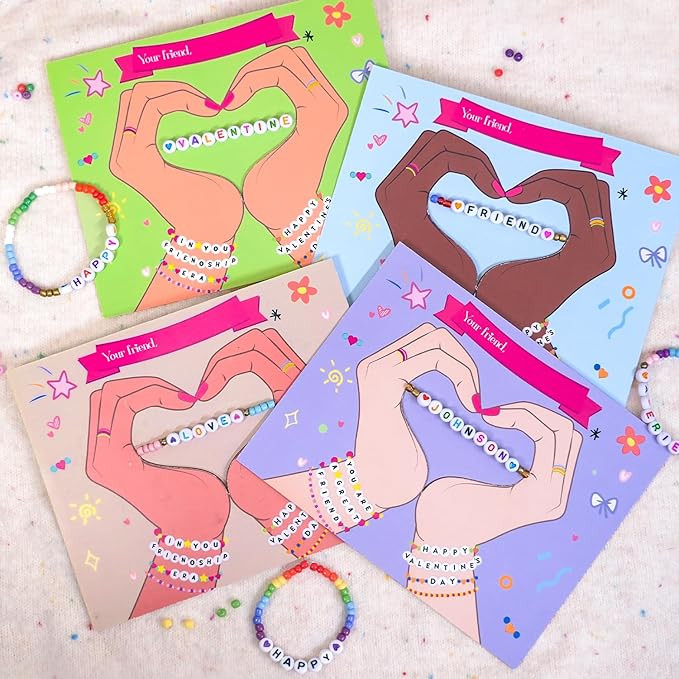 Thigreact Valentines Day Gifts for Kids - Personalized Name Bracelet Making Kit - Valentine Gift ... | Amazon (US)