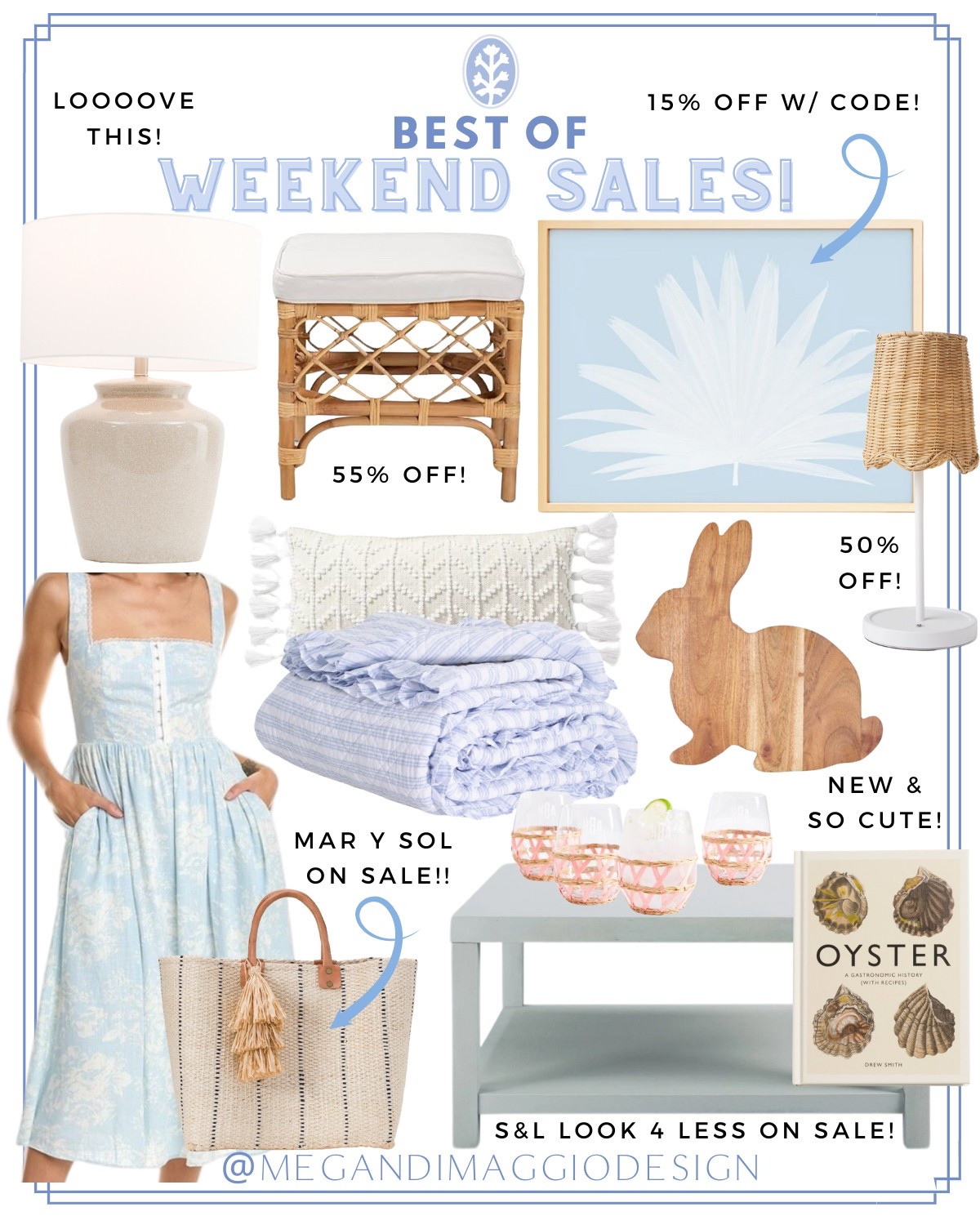 New best of weekend sales roundup!! With so many Serena & Lily looks for less!! Like this blue linen coffee table, new blue & white stripe quilt set, and best selling rattan ottoman! 😍🙌🏻 Plus use code: RENEW to get 15% OFF this pretty palm art piece. And my favorite rechargeable scalloped shaded lamp is 50% OFF w/ code: ONEDAYSALE

#LTKSpringSale #LTKHome #LTKFindsUnder50