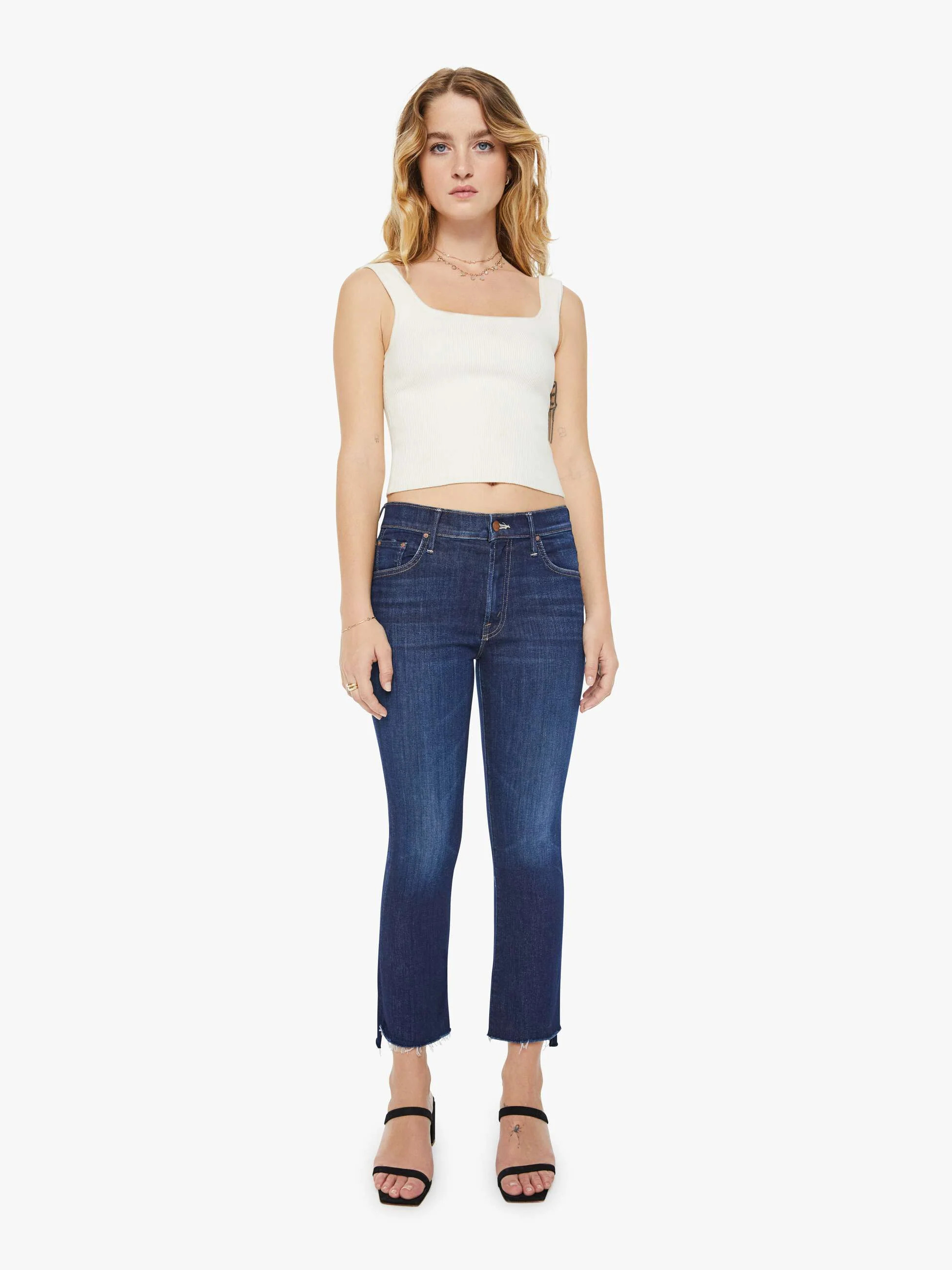 PETITES The Lil' Insider Crop Step Fray | Mother Denim