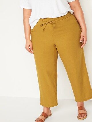 High-Waisted Wide-Leg Linen-Blend Plus-Size Pants | Old Navy (US)