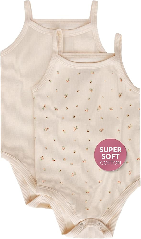 Feathers Super Soft Cotton Tank Top Baby Girl Undershirts – One-Piece Toddler Bodysuit (2 Pack) | Amazon (US)