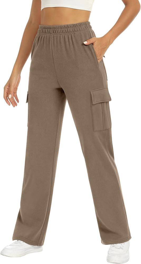 ANRABESS Women Sweatpants High Waist Straight Leg Casual Fleece Jogger Cargo Pants | Amazon (US)