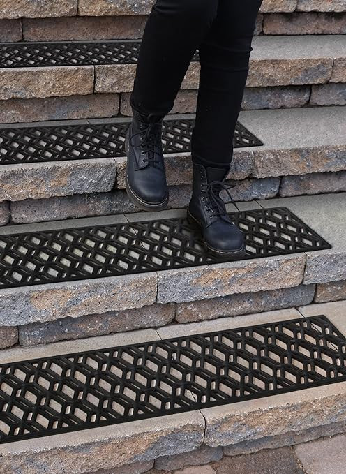 Rubber Stair Treads Non-Slip Outdoor 35”x10” (5-Pack) – Hexagon Anti-Slip Step Mat | Amazon (US)