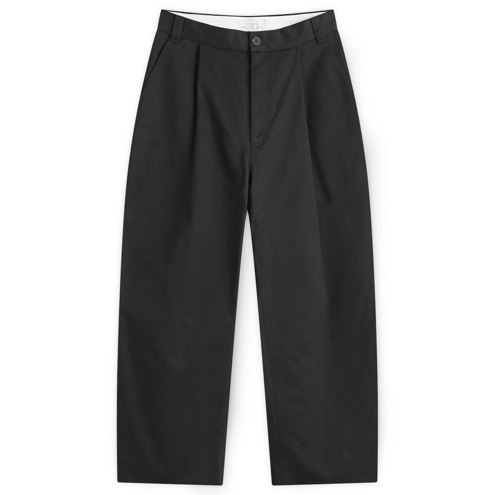 Studio Nicholson Men's Sorte Deep Pleat Volume Twill Pant in Black, Size Medium | END. Clothing