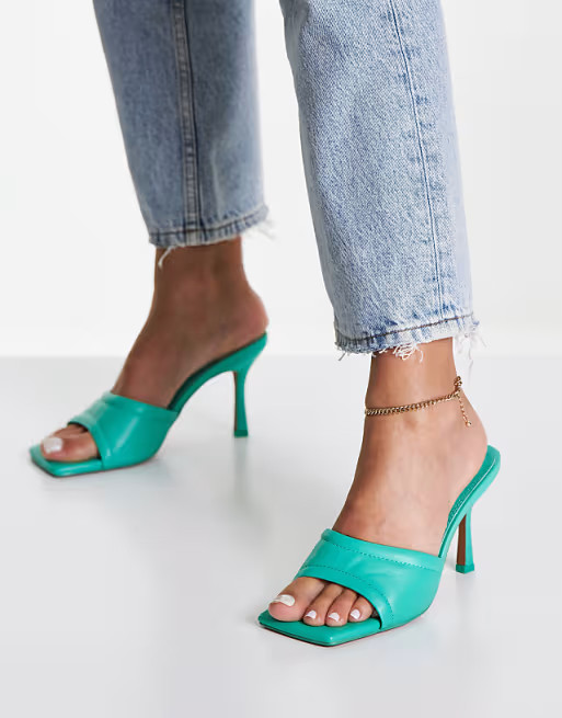 ASOS DESIGN Harvey mid heeled mule sandals in green  | ASOS | ASOS (Global)