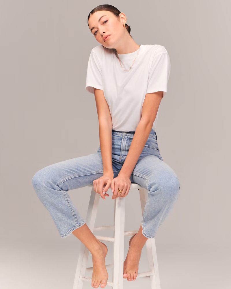 Women's Ultra High Rise Ankle Straight Jean | Women's Up To 30% Off Select Styles | Abercrombie.c... | Abercrombie & Fitch (US)