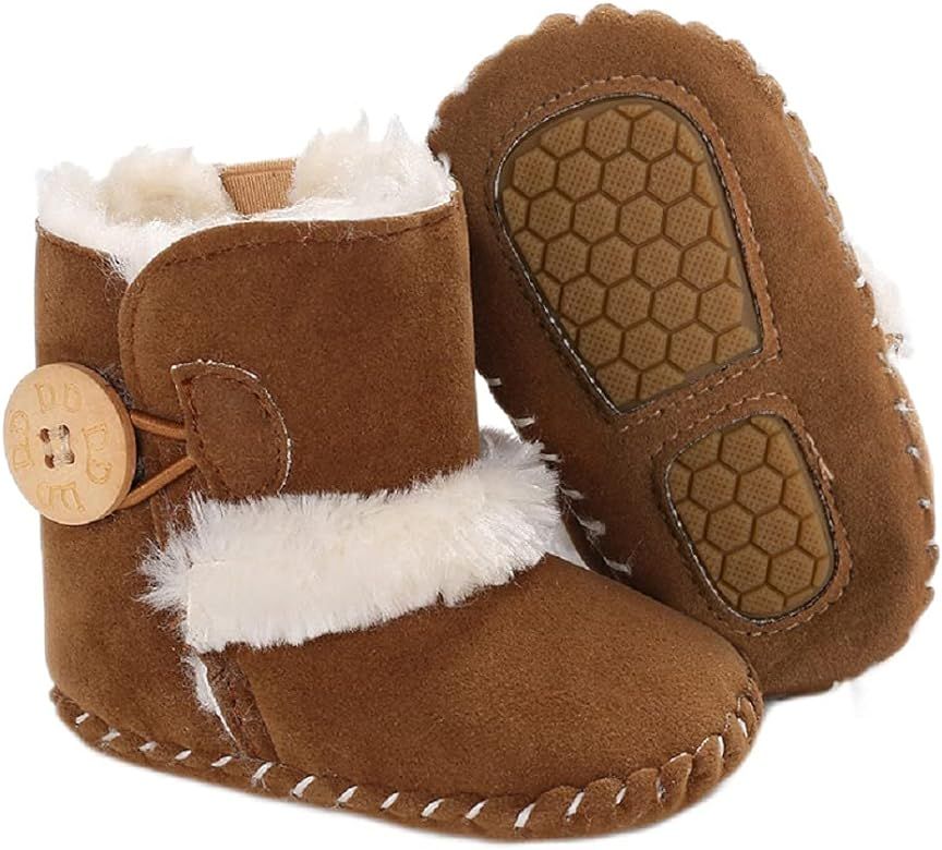 Jonbaem Newborn Baby Boys Girls Snow Winter Boots Infant Toddler Soft Sole Anti-Slip Winter Warm ... | Amazon (US)