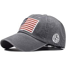 Men's American-Flag Baseball-Cap Embroidery - Washed Adjustable USA Dad Hat for Women | Amazon (US)