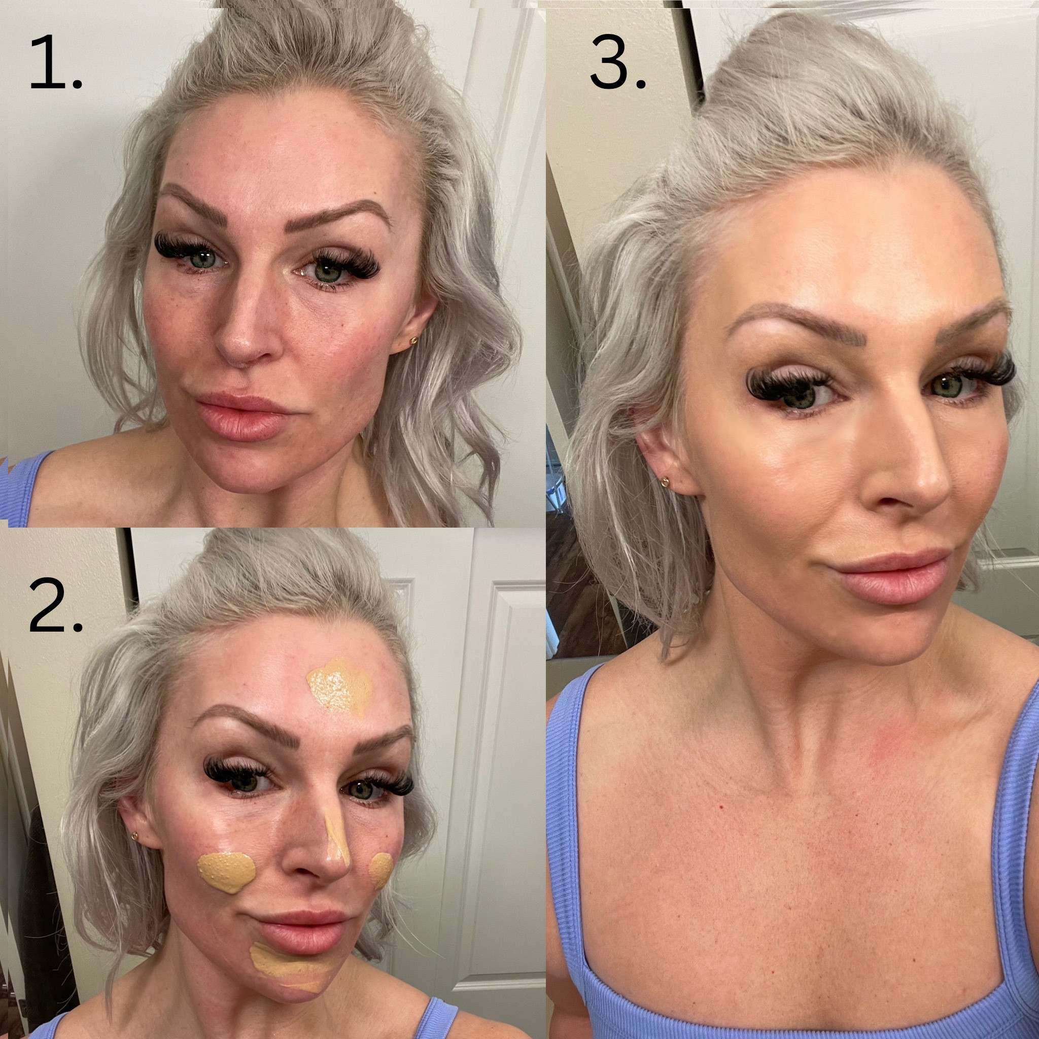 Daily morning skincare routine! 

Step 1: freshly washed, exfoliated, toned all with my ZO skin products. Love this line so much. 

Step 2: Applying my CC spf cream. Love it adds some tint like a super light foundation but with spf 30 and blue light blocking for indoor lighting and any phone or computer rays which is super important. 

Step 3: finished face. My go to daily look! 

#LTKstyletip #LTKtravel #LTKbeauty