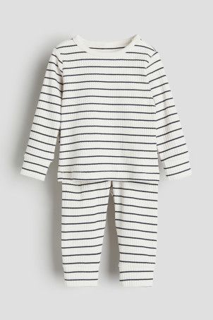Ribbed Cotton Set - Light blue/striped - Kids | H&M US | H&M (US + CA)