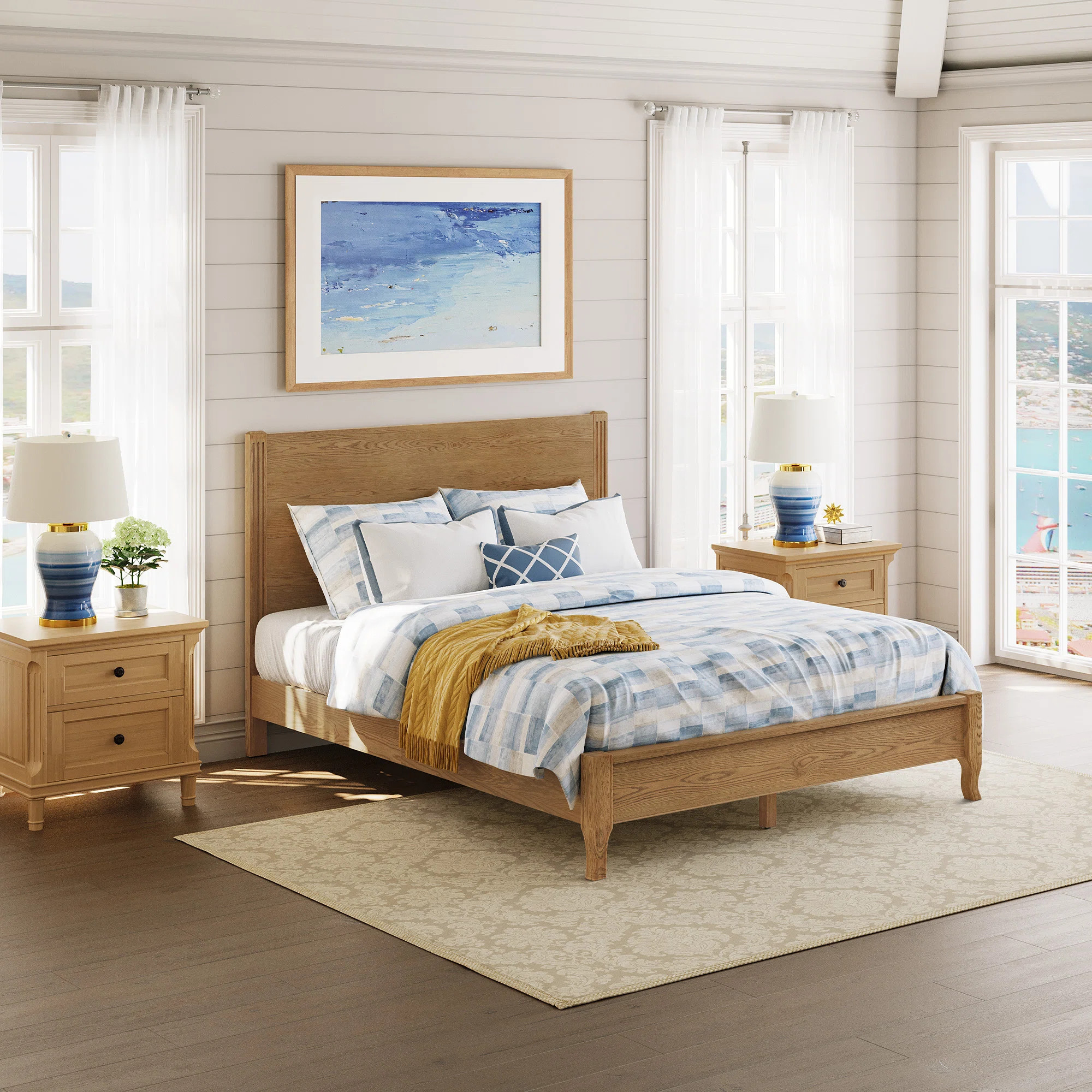 Solid Bed Natural Solid Panel Bed , High Quality Red Oak Solid Bed, Suitable For Bedrooms, Guest ... | Wayfair North America