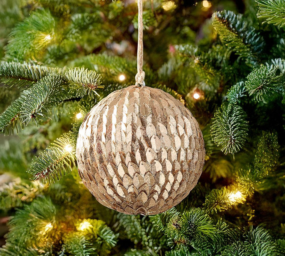 Antique Gold Sequin Ball Ornament | Pottery Barn (US)