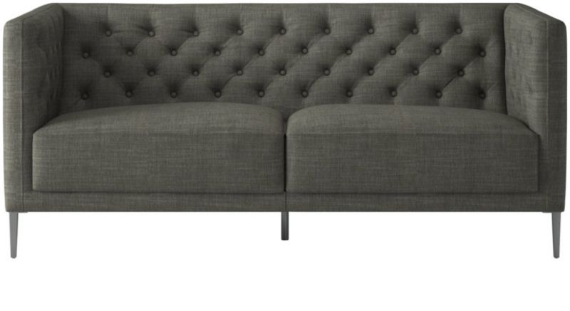 Savile Slate Tufted Apartment Sofa + Reviews | CB2 | CB2