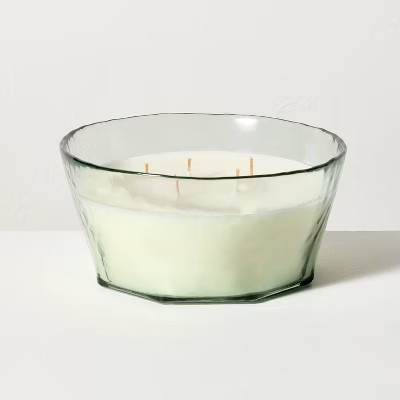 Textured Glass Eucalyptus and Santal Jar Candle Green - Hearth & Hand™ with Magnolia | Target