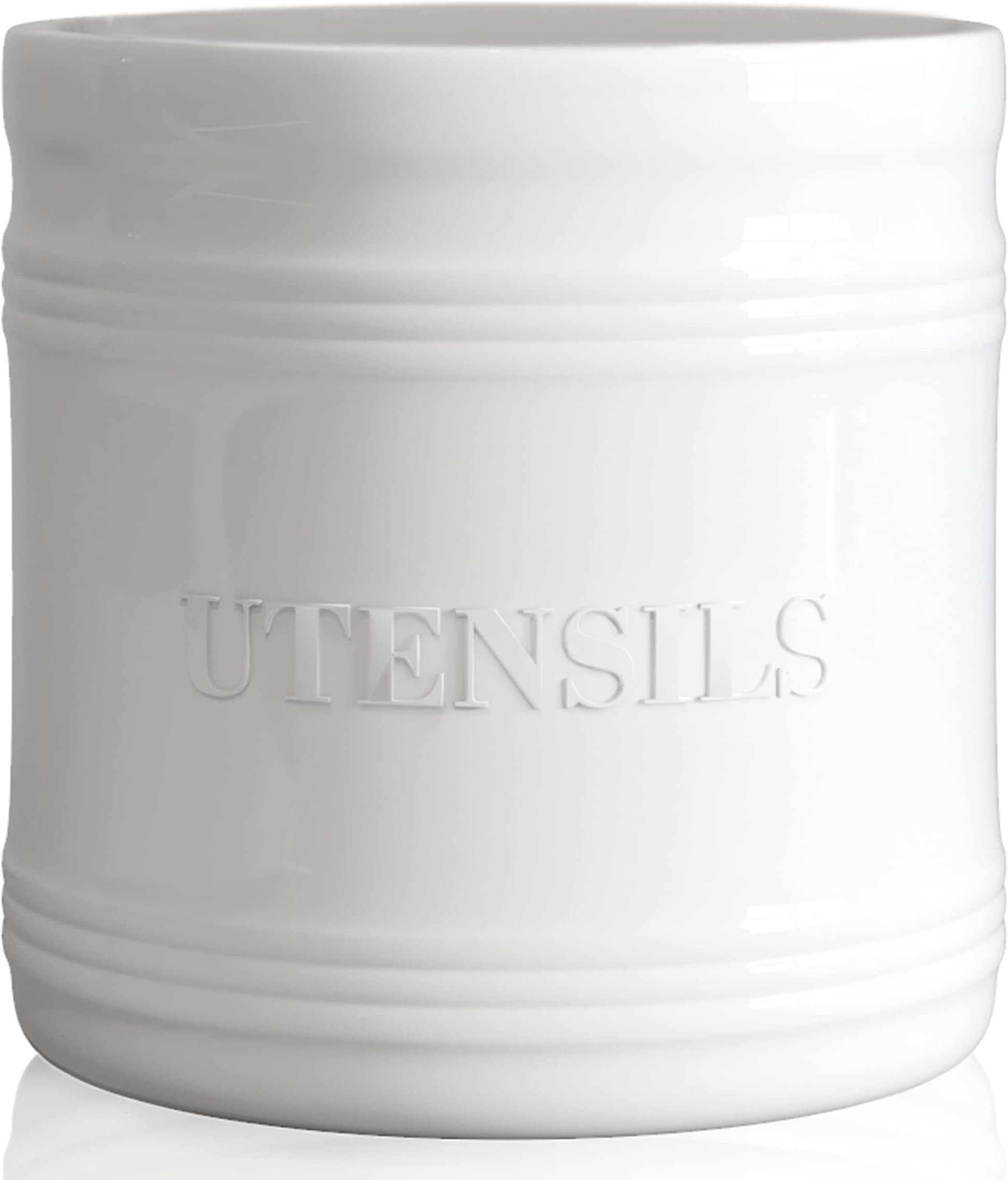 LAUCHUH Utensil Holder for Countertop Porcelain Utensil Caddy Farmhouse Kitchen Utensil Crock Large  | Amazon (US)