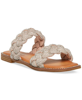 Park Braided Rhinestone Flat Slide Sandals | Macys (US)