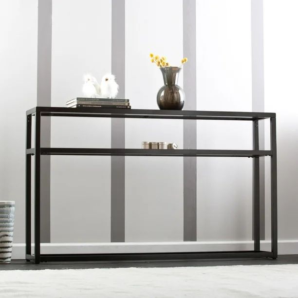 50.25" Black and Clear Contemporary Console Table with Shelf - Walmart.com | Walmart (US)