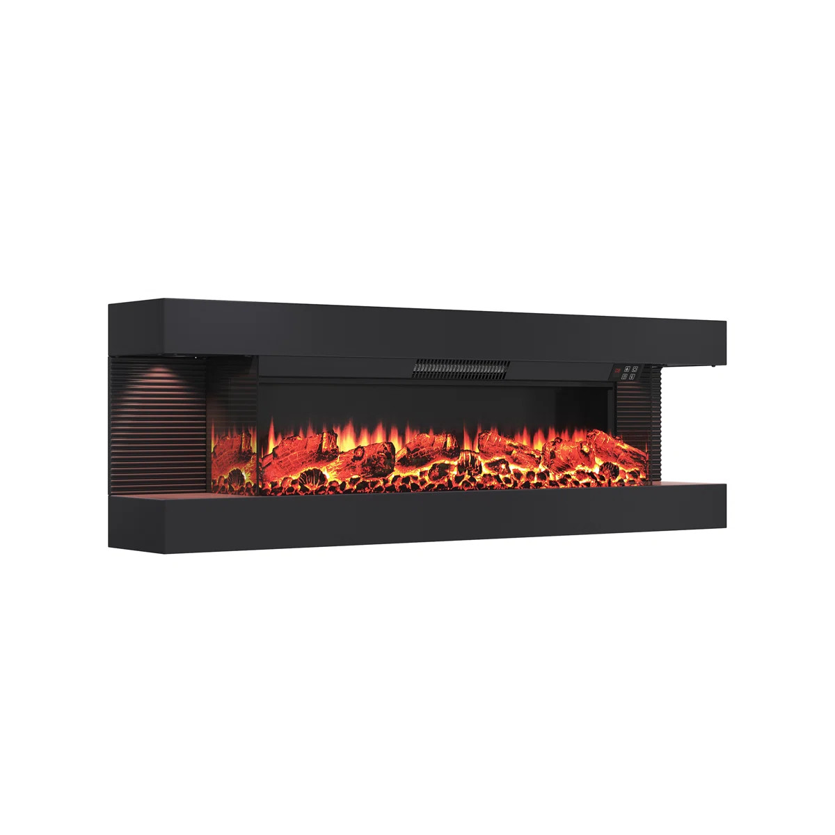 Wall-Mounted Electric Fireplace With  Led Lighted Mantel And Remote, Modern Indoor Heating Accent | Wayfair North America