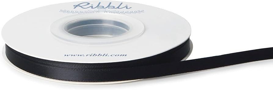 Ribbli Double Faced Black Satin Ribbon,1/4” x Continuous 25 Yards,Use for Bows Bouquet,Gift Wra... | Amazon (US)