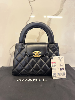 Brand New Authentic CHANEL Nano / Kelly Top Handle Bag - Black Calfskin (25C) | eBay US