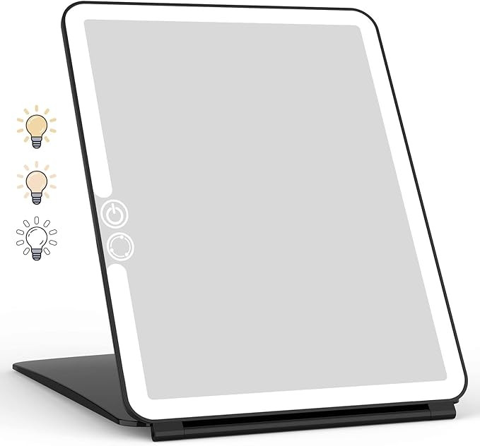 WEILY Portable Travel Mirror Makeup Mirror with 72 LED Lights, Touch Screen Three Colors Dimmable... | Amazon (US)