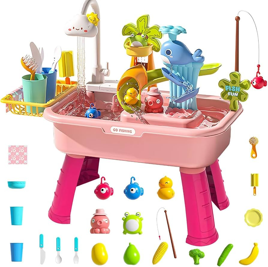 Water Table for Toddlers,4-in-1 Kids Water Play Table, Play Sink with Detachable Legs,Kids Kitche... | Amazon (US)