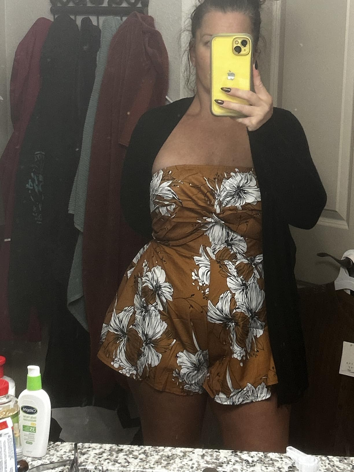 SweatyRocks Women's Off Shoulder Floral Print Playsuit Strapless Romper Short Jumpsuit | Amazon (US)