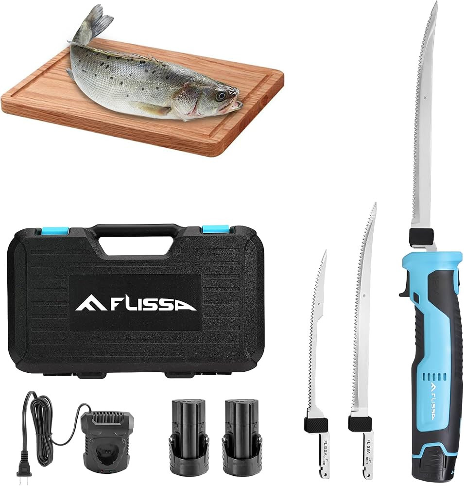 FLISSA Cordless Electric Fillet Knife for Fish with 8" and 10" Stainless Steel Blades, Rechargeab... | Amazon (US)