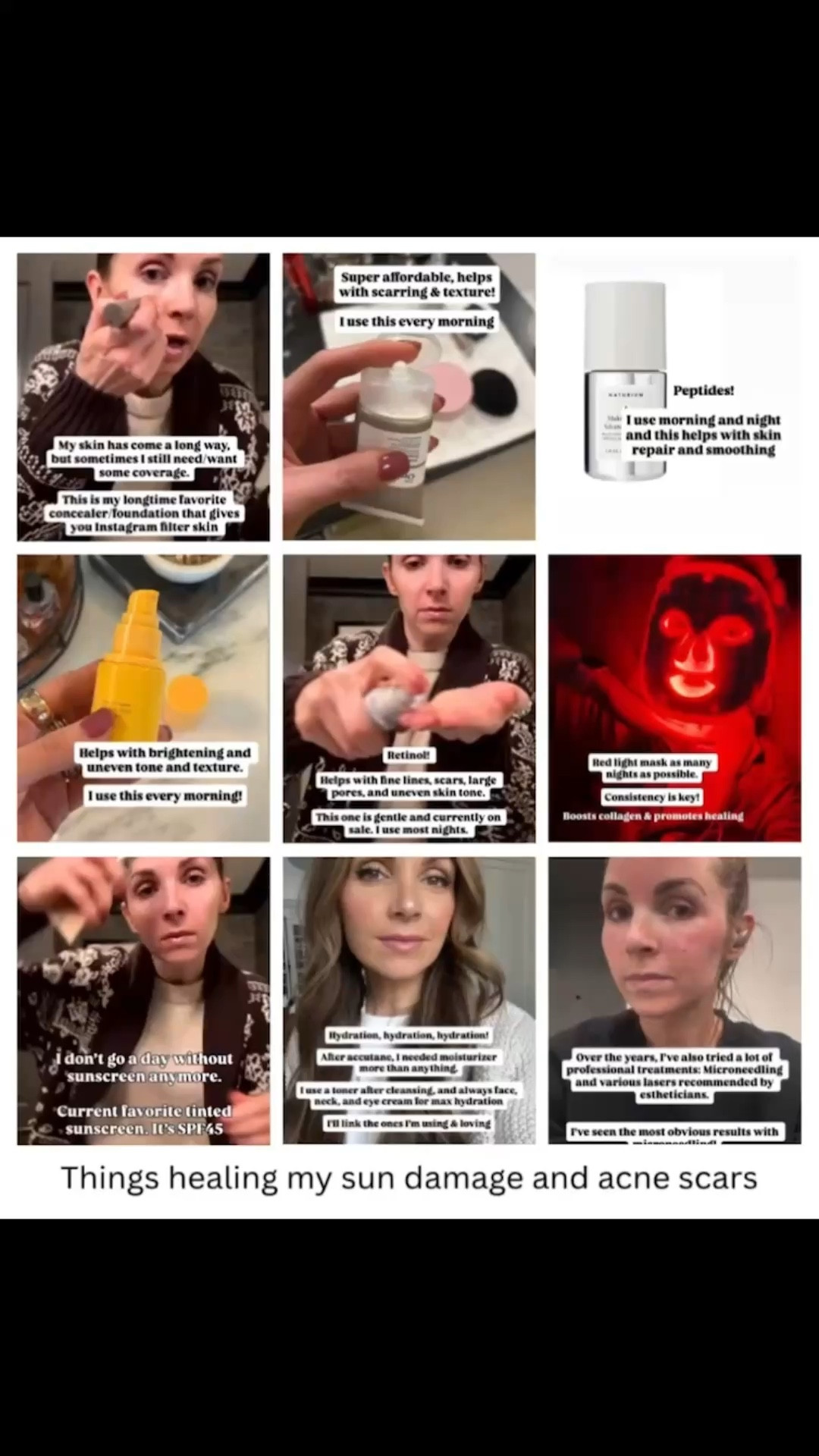 Skincare and tools that are healing my sun damaged and acne scarred skin.