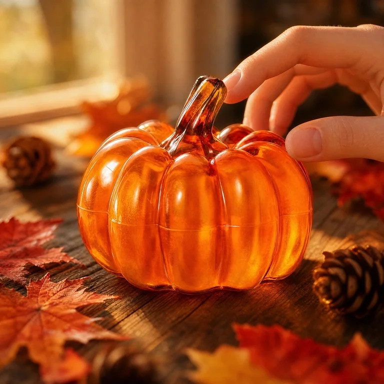 Glass Pumpkin Ornament, Hand Blown Seasonal Tabletop Decor, Halloween Fall Harvest Centerpiece fo... | Walmart (US)