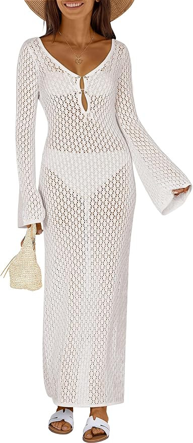 ANRABESS Womens Swimsuit Swim Crochet Cover Up 2025 Summer Knit Bathing Suit Sexy Swimwears Vacat... | Amazon (US)