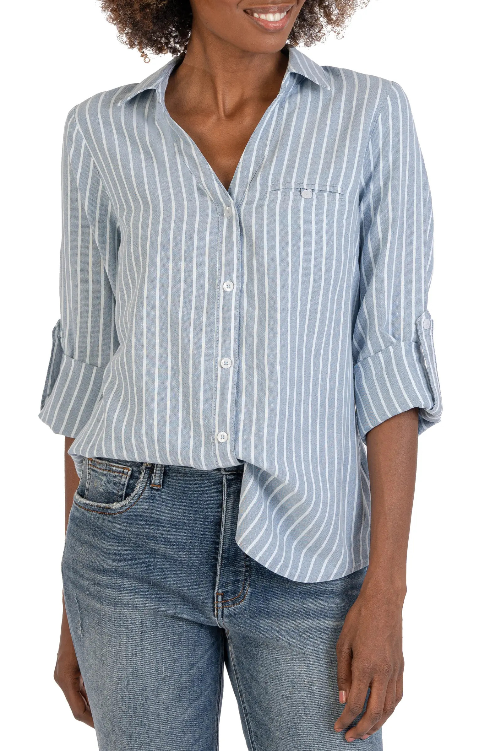 KUT from the Kloth Stripe Textured Button-Up Shirt | Nordstrom | Nordstrom