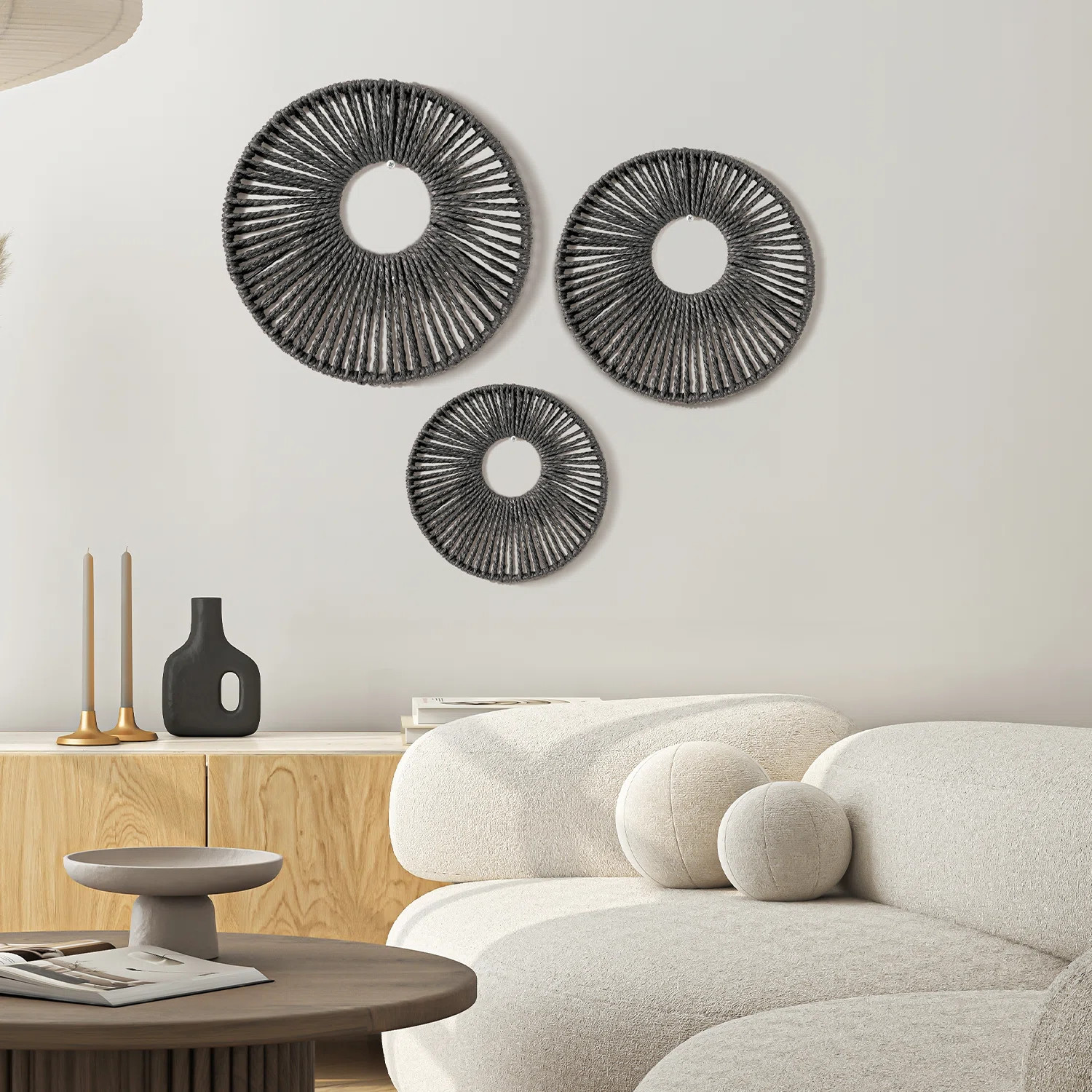 Molly Round Paper Rope Wall Decor Set of 3 (Set of 3) | Wayfair North America
