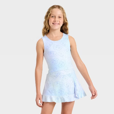 Girls' Cinnamoroll Cloud Printed Active Long Line Top - Blue S | Target