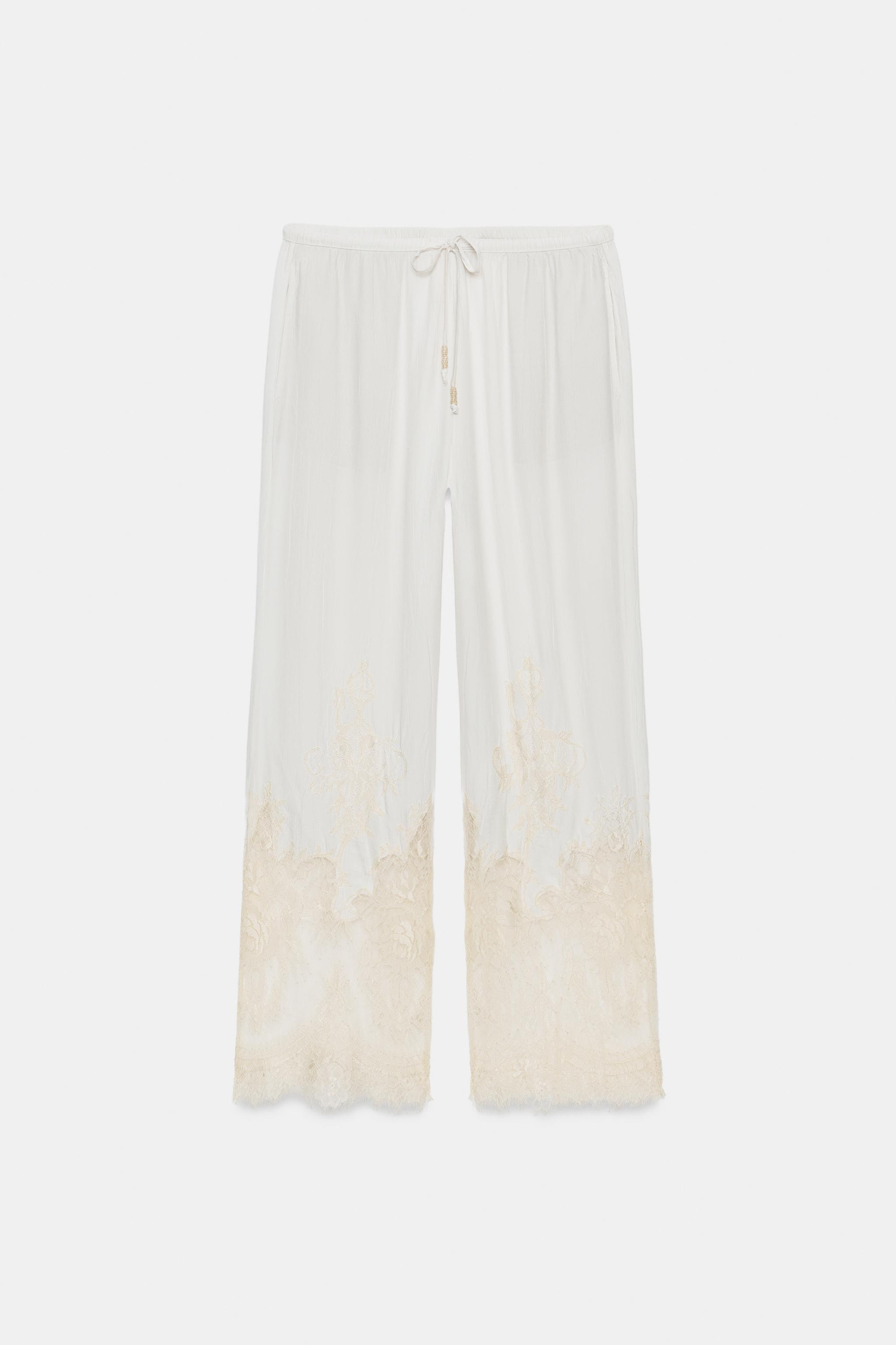 ZW COLLECTION LACE PAJAMA PANTS | Zara US