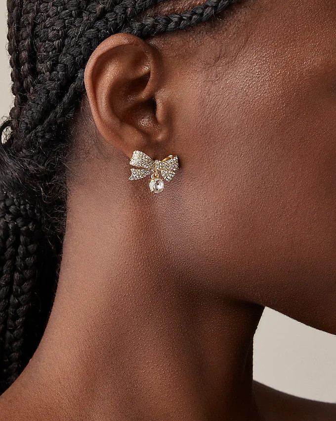 Pavé bow drop earrings | J. Crew US