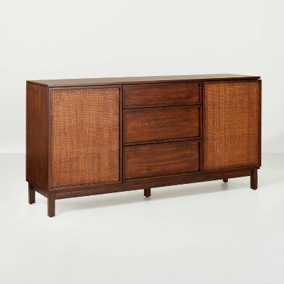Wood & Cane Transitional Buffet Sideboard Brown - Hearth & Hand™ with Magnolia | Target