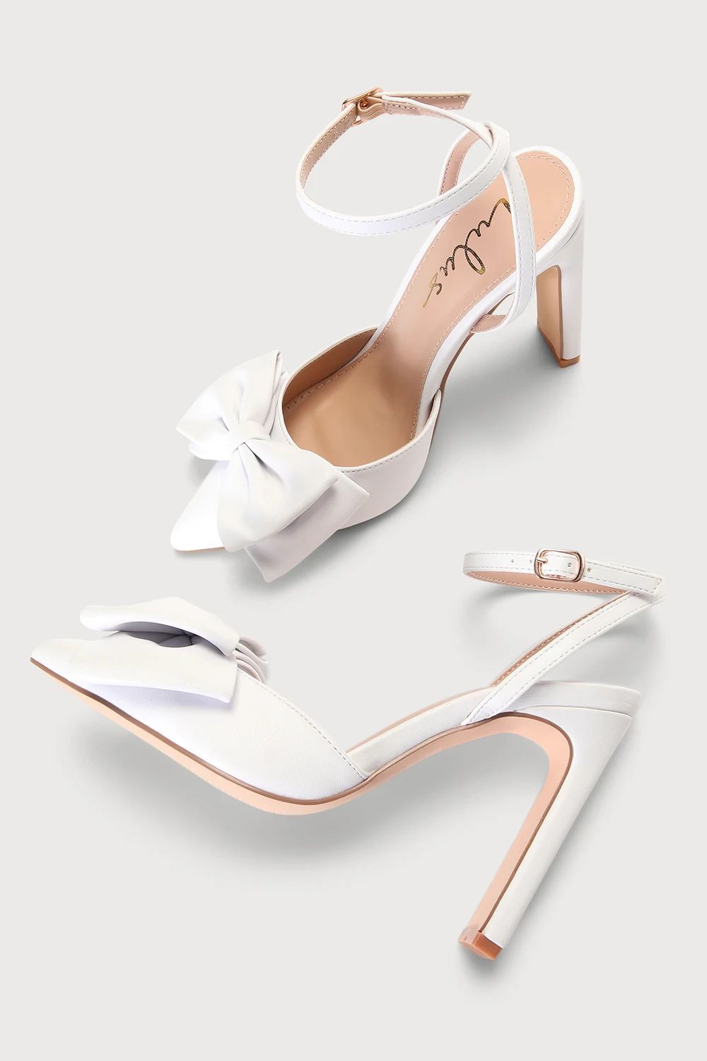 Penson White Bow Pointed-Toe Ankle Strap Pumps | Lulus (US)